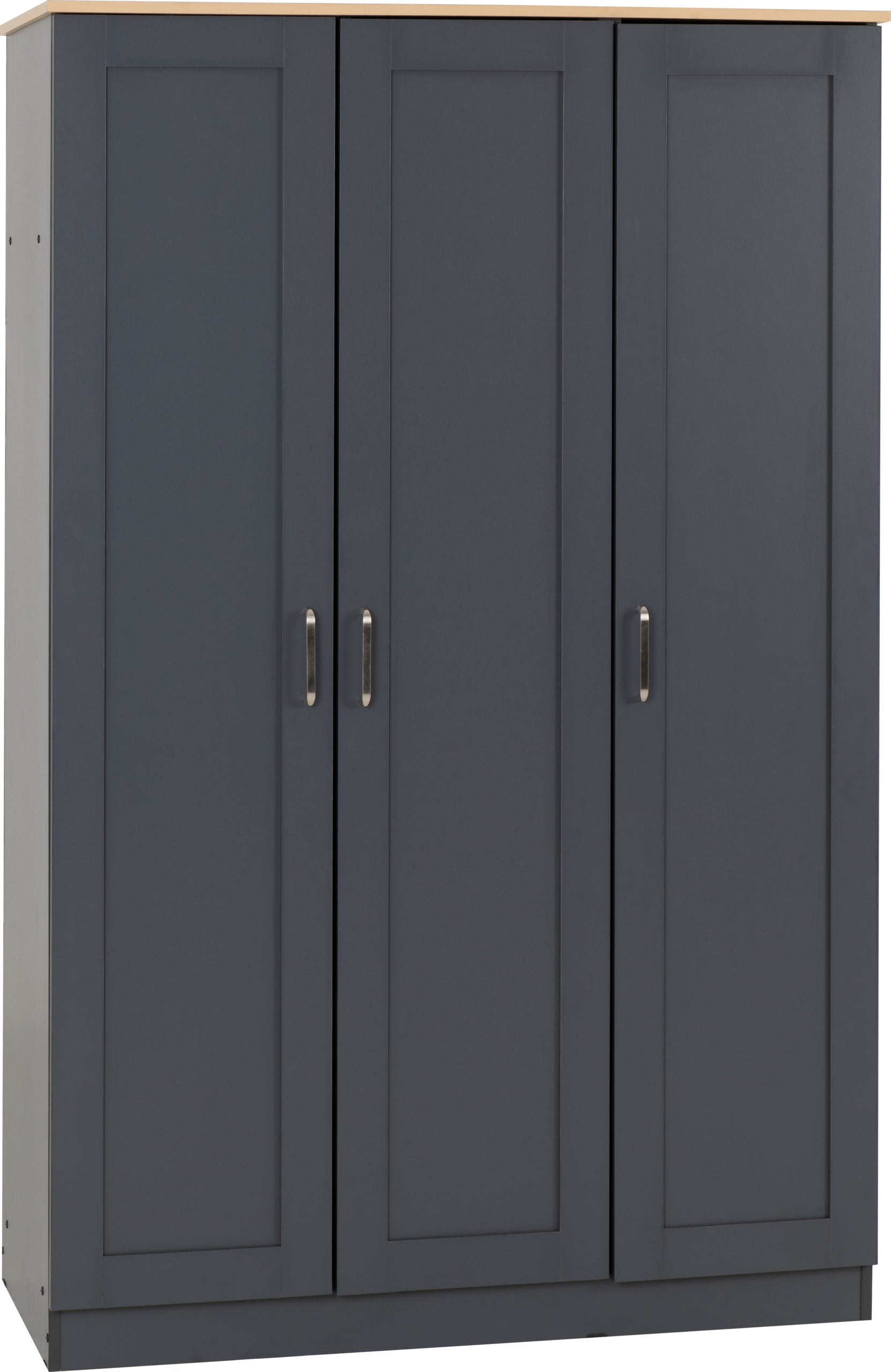 PORTLAND 3 DOOR WARDROBE - GREY/OAK EFFECT